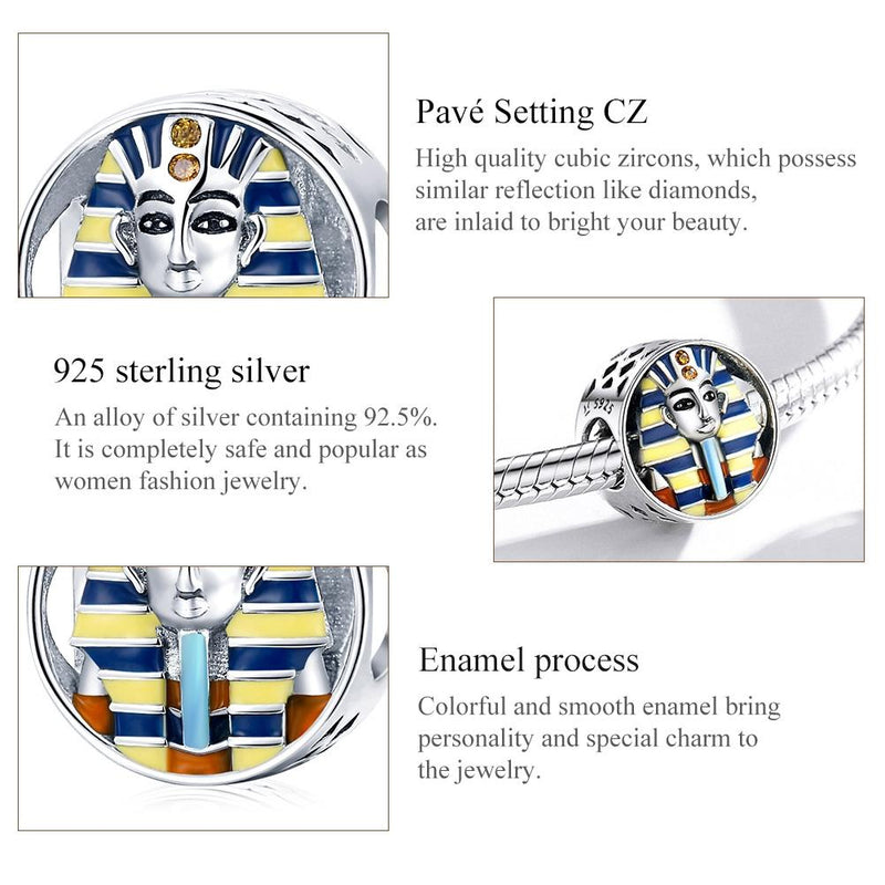 925 Sterling Silver Egyptian Pharaoh Beads For Diy Bracelets & Necklaces