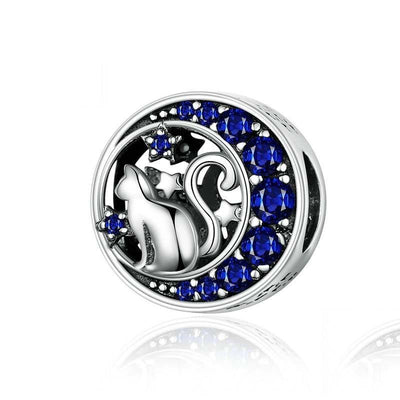 925 Sterling Silver Blue Moon Cat Beaded Diy Jewelry