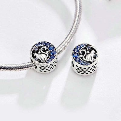 925 Sterling Silver Blue Moon Cat Beaded Diy Jewelry