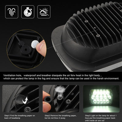 7 Inch 5X7 H4 15W Dc 9 - 30V 1500Lm Ip67 Car Truck Off - Road Vehicle Led Work Lights / Headlight With 15Leds Lamps