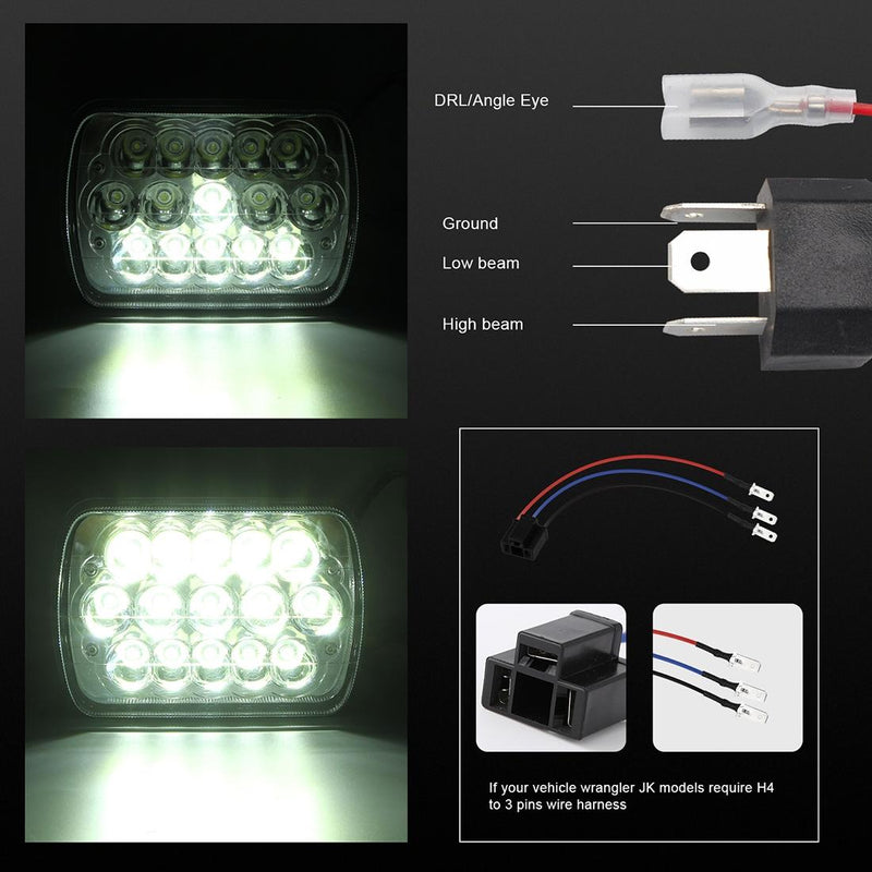 7 Inch 5X7 H4 15W Dc 9 - 30V 1500Lm Ip67 Car Truck Off - Road Vehicle Led Work Lights / Headlight With 15Leds Lamps