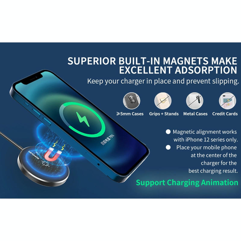 15W Desktop Magsafe Magnetic Wireless Charger With Usb C Cable