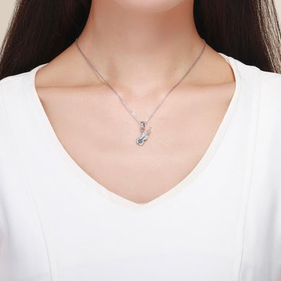 925 Sterling Silver Zircon Embellished Violin Pendant