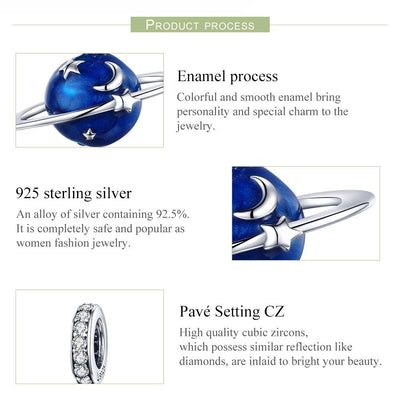 925 Sterling Silver Diy Planet Charm For Bracelets