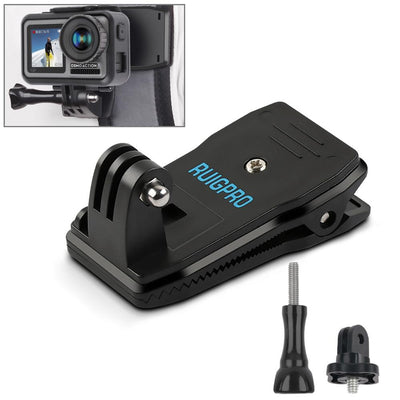360 Degree Backpack Mount For Gopro Dji And Other Action Cameras - Rotating Clip Clamp