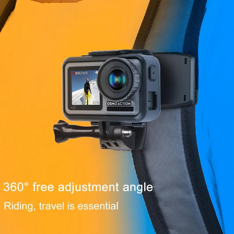360 Degree Backpack Mount For Gopro Dji And Other Action Cameras - Rotating Clip Clamp