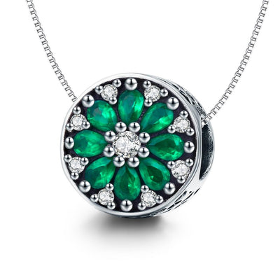 925 Sterling Silver Green Bead Pendant For Diy Bracelet Or Necklace