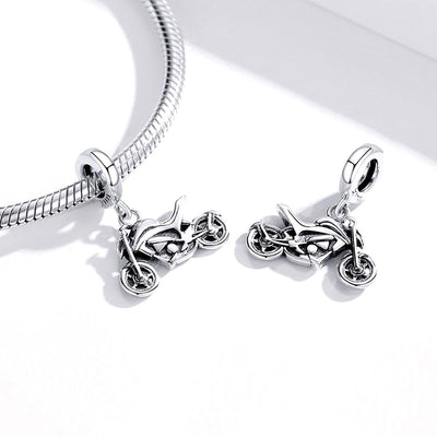 925 Sterling Silver Motorcycle Pendant For Bracelet Or Necklace