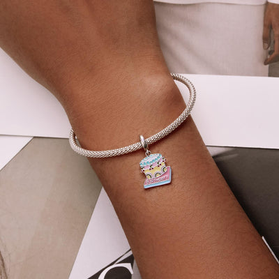 925 Sterling Silver Cherry Cake Pendant For Bracelet Or Necklace