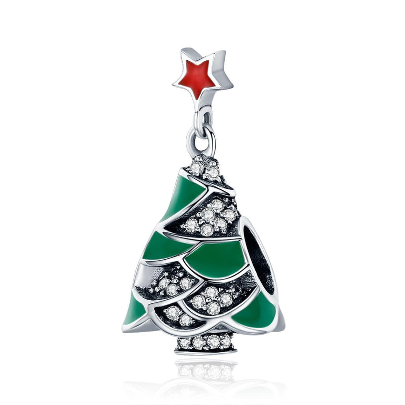 925 Sterling Silver Christmas Tree Bead Pendant For Diy Bracelets & Necklaces