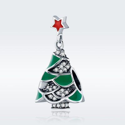 925 Sterling Silver Christmas Tree Bead Pendant For Diy Bracelets & Necklaces