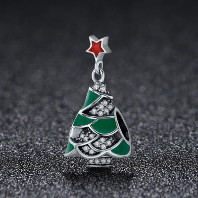 925 Sterling Silver Christmas Tree Bead Pendant For Diy Bracelets & Necklaces