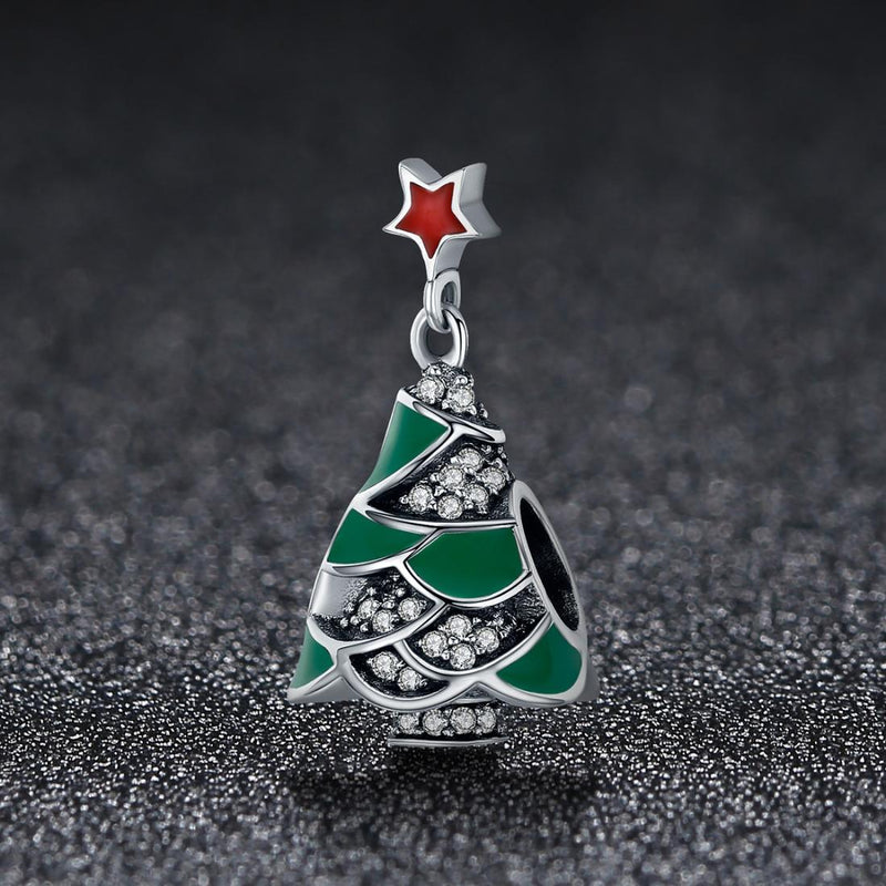925 Sterling Silver Christmas Tree Bead Pendant For Diy Bracelets & Necklaces