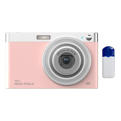 4K 8X Optical Zoom Telescopic Lens Digital Camera - Includes Card Reader & Wiper - Pink