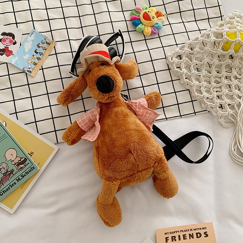 Adorable Cartoon Plush Shoulder Bag Duck White Green - Duck White Red