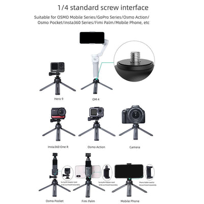 Aluminum Alloy Mini Tripod for Insta360 Go Dji Action and Gopro