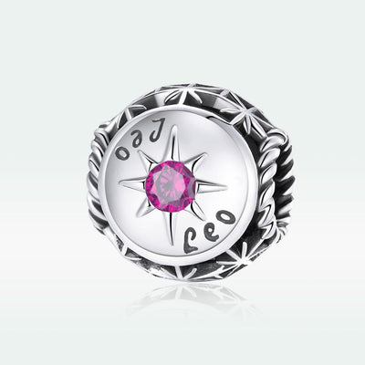 925 Sterling Silver Zodiac Zircon Bead Bracelet / Necklace Set Leo Style - Leo