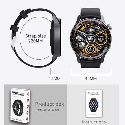 1.35 Inch Smart Watch Bluetooth Calls Health Monitoring 150+ Sports Black - Black 3-Beads Steel