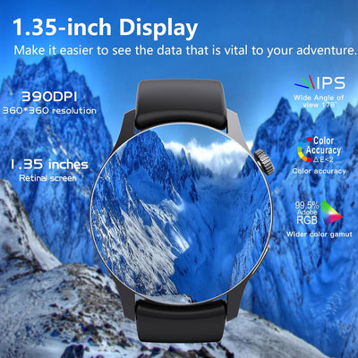 1.35 Inch Smart Watch Bluetooth Calls Health Monitoring 150+ Sports Black - Black 3-Beads Steel