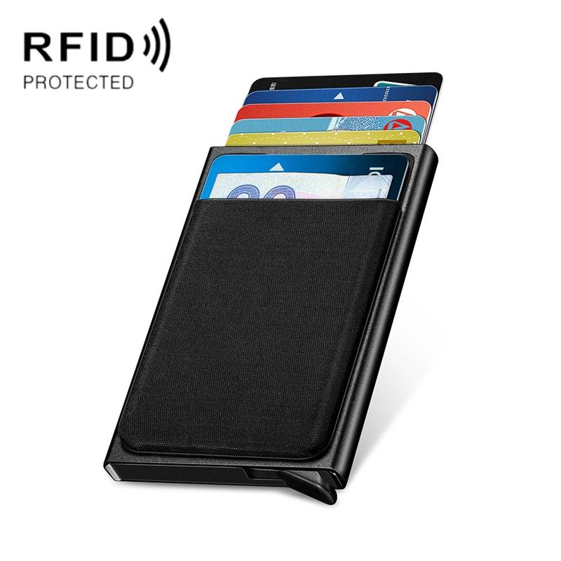Automatic Pop Up Metal Wallet with Card Holder Black