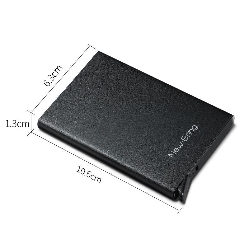 Automatic Pop Up Metal Wallet with Card Holder Black