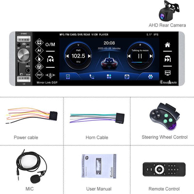 5.1 Inch Ips Capacitive Carplay Player + Ahd Camera - Standard