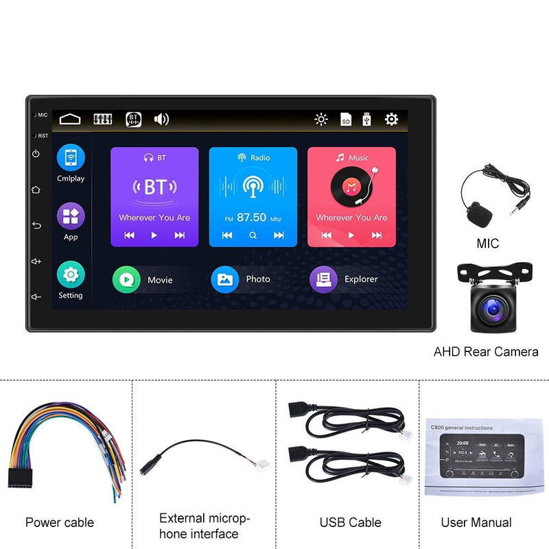 7 Inch Touch Dual Ingot Mp5 Player + Ahd Camera - Universal Bluetooth