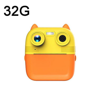 Instant Print Camera with Dual Lens - 2.8 Screen for Kids Blue - Yellow + 32G Card