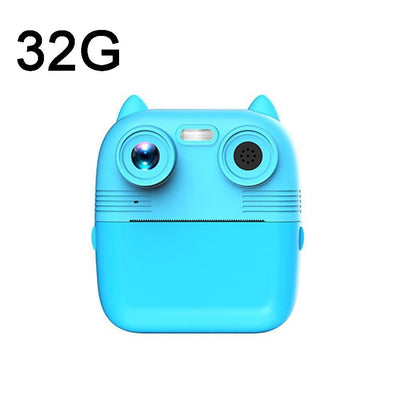 Instant Print Camera with Dual Lens - 2.8 Screen for Kids Blue - Yellow + 32G Card