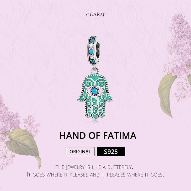 925 Sterling Silver Hand Of Fatima Pendant For Diy Bracelets & Necklaces