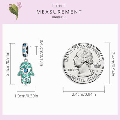 925 Sterling Silver Hand Of Fatima Pendant For Diy Bracelets & Necklaces