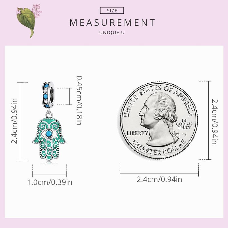 925 Sterling Silver Hand Of Fatima Pendant For Diy Bracelets & Necklaces