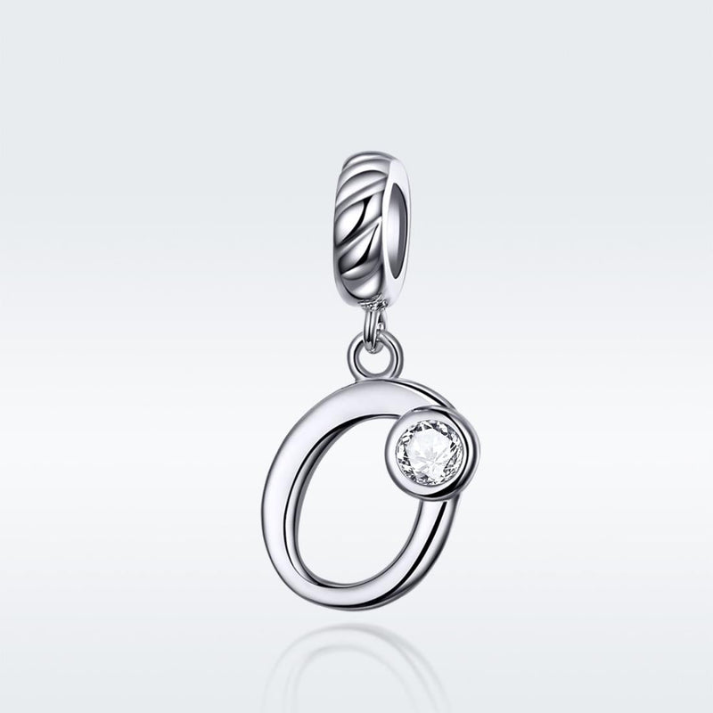 925 Sterling Silver Personalized Letter Pendant For Diy Bracelets & Necklaces Style - O
