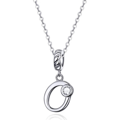 925 Sterling Silver Personalized Letter Pendant For Diy Bracelets & Necklaces Style - O