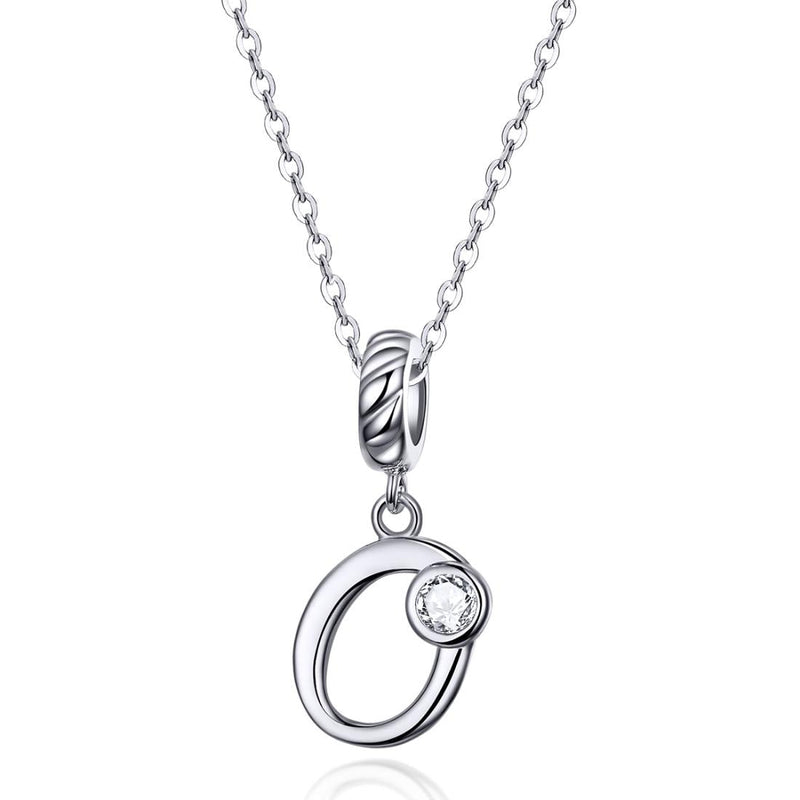 925 Sterling Silver Personalized Letter Pendant For Diy Bracelets & Necklaces Style - O
