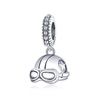 925 Sterling Silver Retro Helmet Pendant For Diy Bracelets & Necklaces