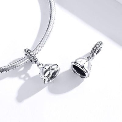 925 Sterling Silver Retro Helmet Pendant For Diy Bracelets & Necklaces