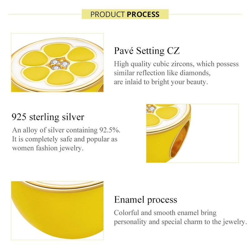 925 Sterling Silver Lemon Bead Bracelet / Necklace Accessory