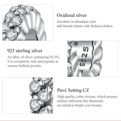 925 Sterling Silver Sparkling Winter Zircon Beads For Diy Bracelets & Necklaces