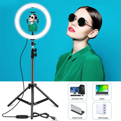 10.2 Led Ring Light With 1.1M Tripod For Vlogging And Live Streaming
