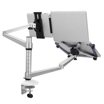 Adjustable Aluminum Double Arm Tablet Stand - Universal Rotation