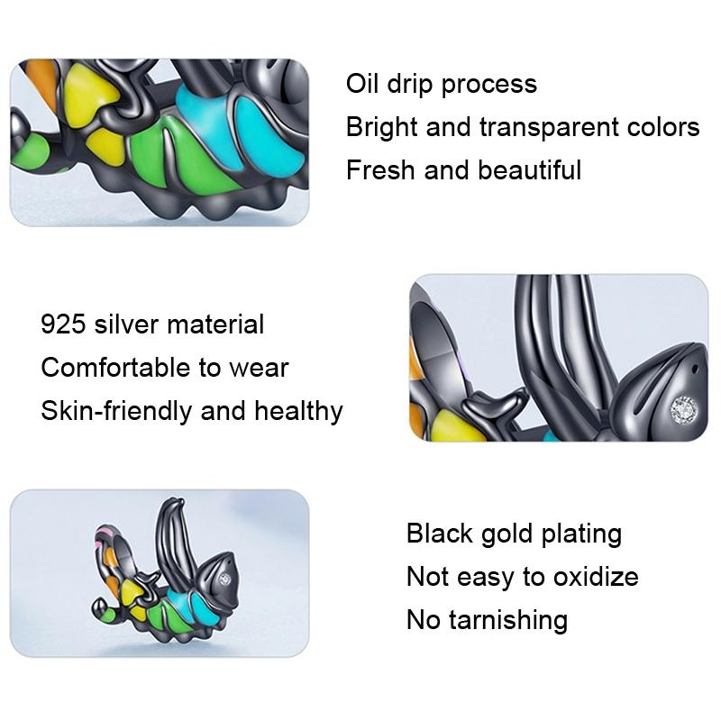 925 Sterling Silver Chameleon Beads For Diy Bracelets