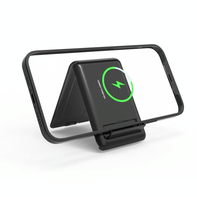 15W Wireless Charger With Data Cable Organizer And Folding Stand