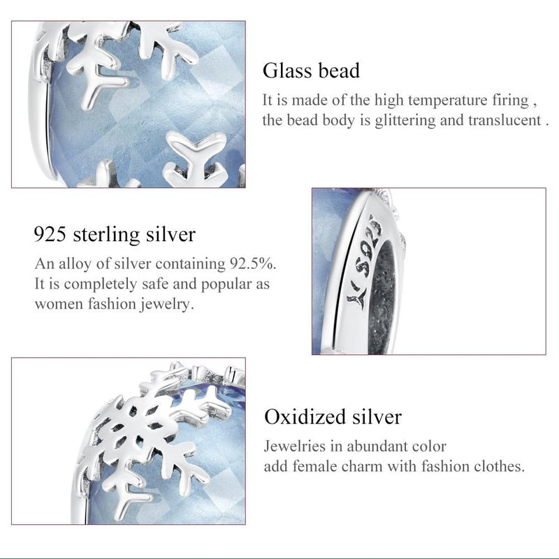925 Sterling Silver Sparkling Snowflake Beads For Diy Bracelets & Necklaces