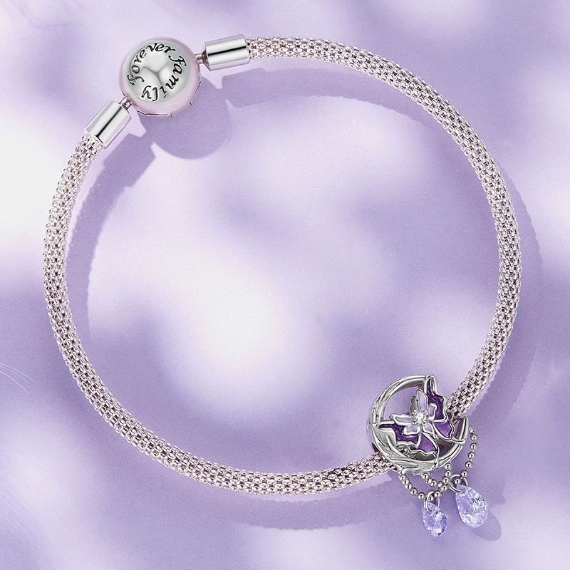 925 Sterling Silver Moon Butterfly Pendant Necklace