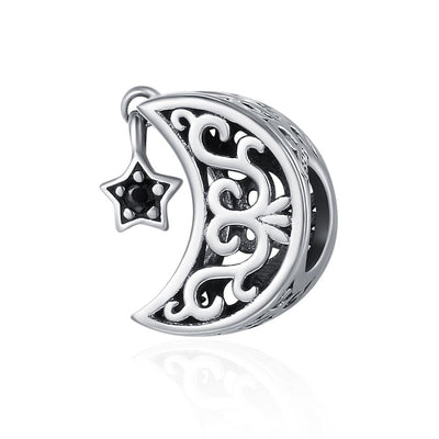 925 Sterling Silver Diy Star & Moon Bead