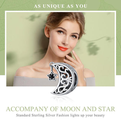 925 Sterling Silver Diy Star & Moon Bead