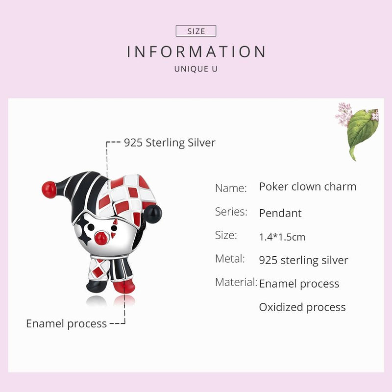 925 Sterling Silver Poker Clown Beads For Diy Bracelets & Necklaces