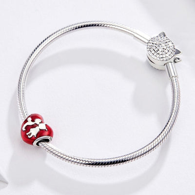 925 Sterling Silver Red Heart Diy Bracelet / Necklace Set