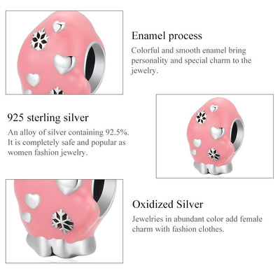 925 Sterling Silver Diy Pink Beaded Bracelet / Necklace Set